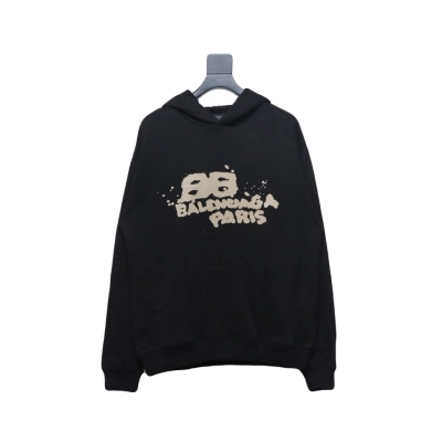 Balenciaga HAND Double B Graffiti Hoodie Black 01
