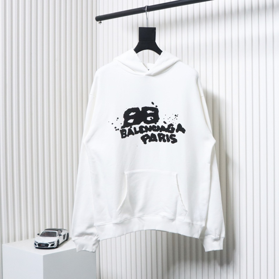 Ba*len*cia*ga hand double b graffiti hoodie white