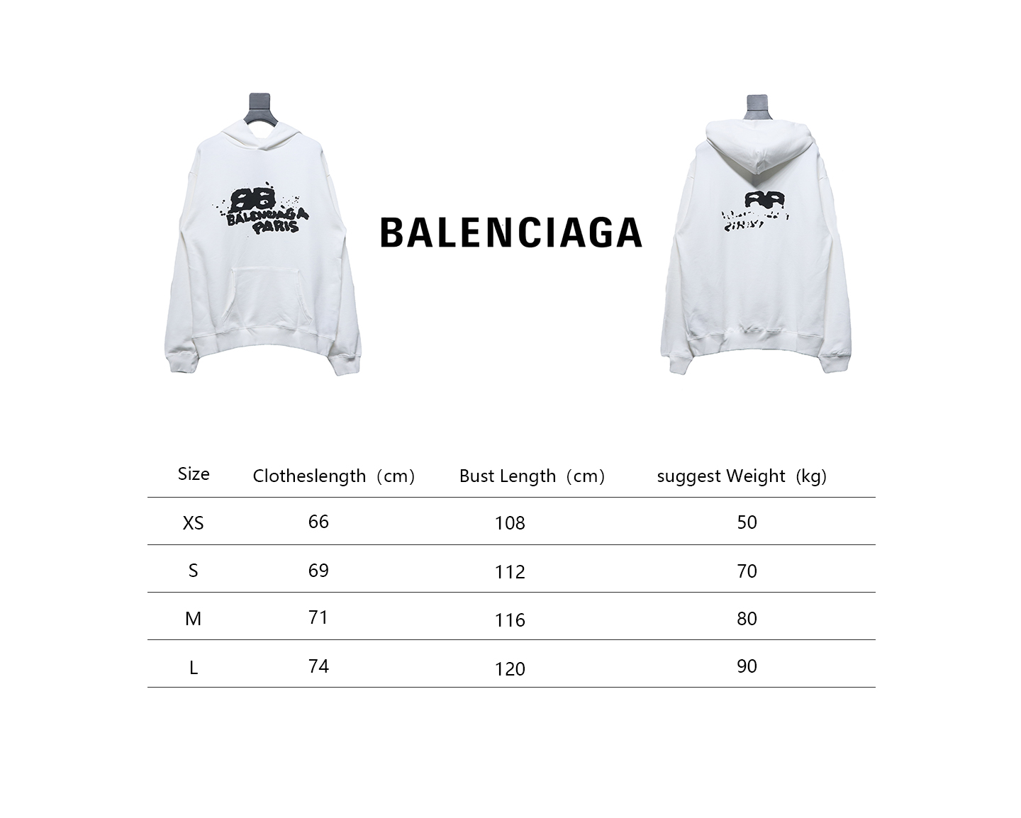 Ba*len*cia*ga hand double b graffiti hoodie white