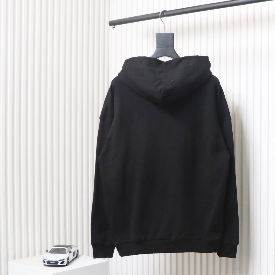 Ba*len*cia*ga hoodie with double arm logo on chest black