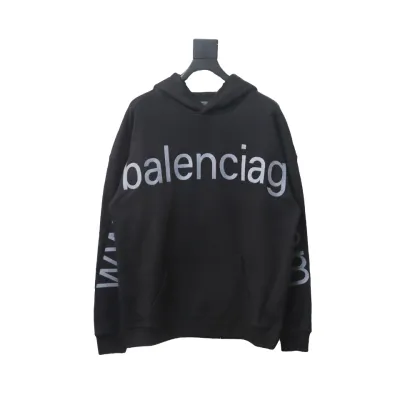 Balenciaga Hoodie With Double Arm Logo On Chest Black 01