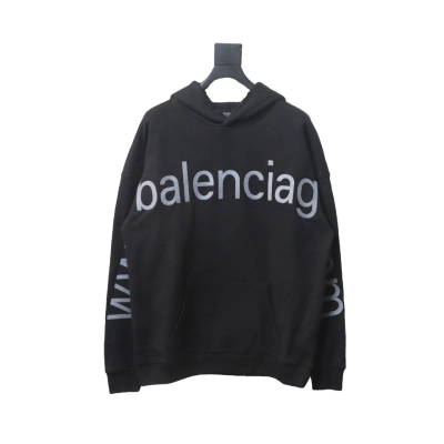 Balenciaga Hoodie With Double Arm Logo On Chest Black 01