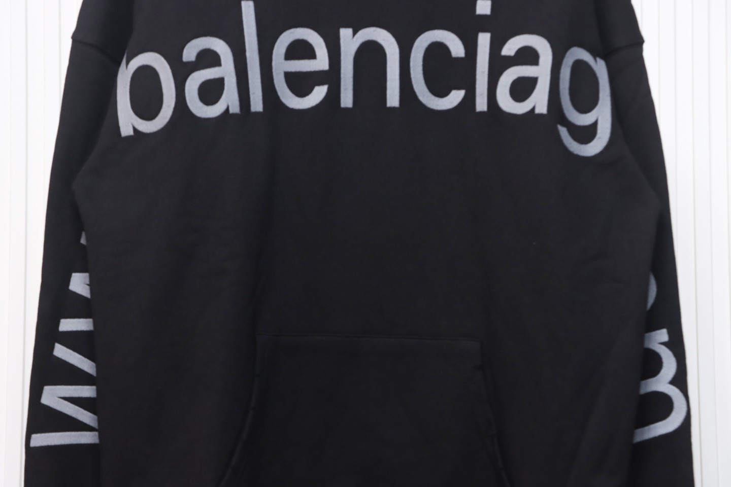 Ba*len*cia*ga hoodie with double arm logo on chest black