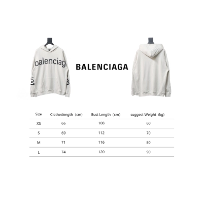 Balenciaga Hoodie With Double Arm Logo On Chest White 02