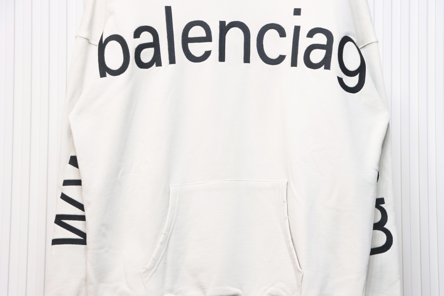 Ba*len*cia*ga hoodie with double arm logo on chest white