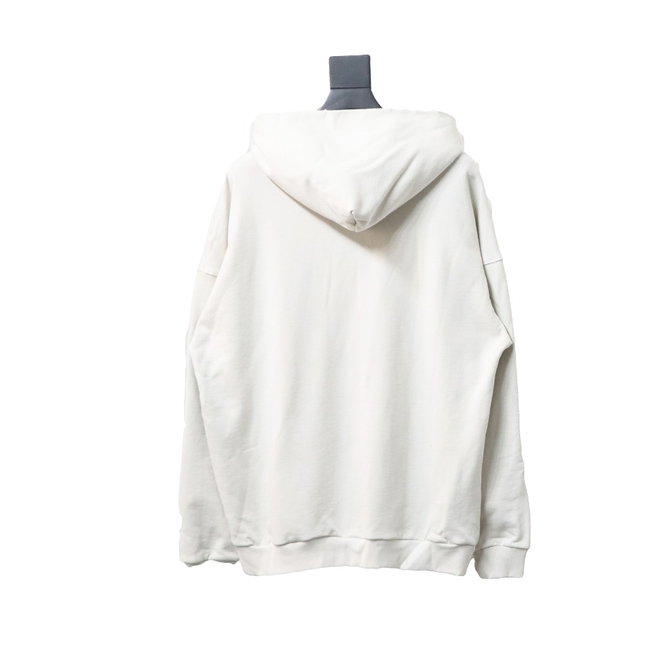 Ba*len*cia*ga hoodie with double arm logo on chest white