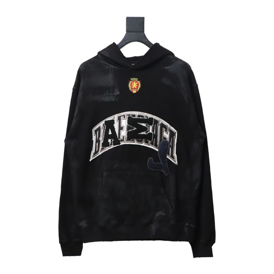 Ba*len*cia*ga manchester united distressed washed embroidered hoodie