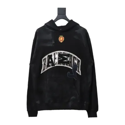 Balenciaga Manchester United Distressed Washed Embroidered Hoodie 01