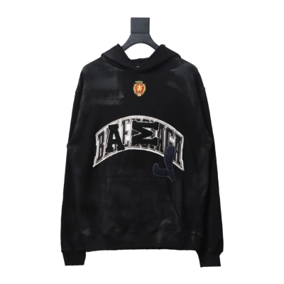 Balenciaga Manchester United Distressed Washed Embroidered Hoodie 01