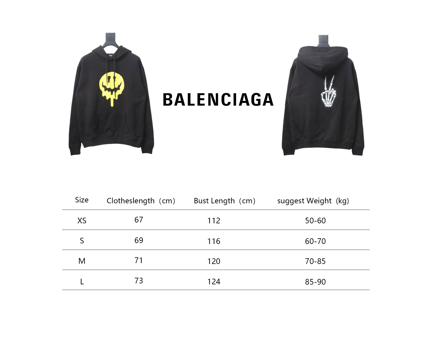 Ba*len*cia*ga melting smiley hoodie