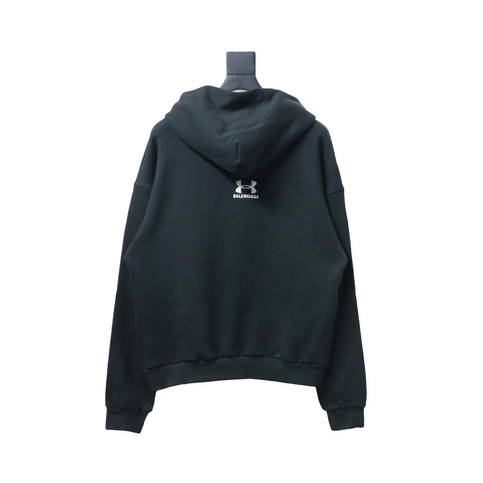 Ba*len*cia*ga x under armour front and back embroidered zip-up hoodie black