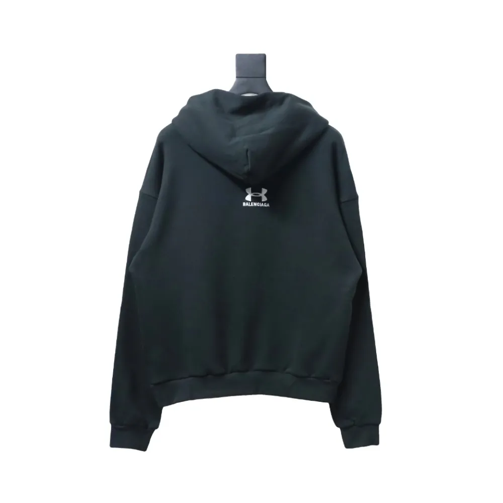 Balenciaga x Under Armour Front And Back Embroidered Zip-Up Hoodie Black