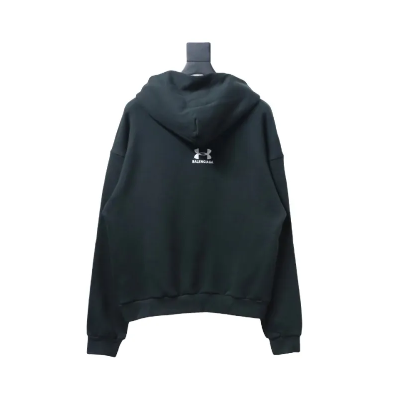 Balenciaga x Under Armour Front And Back Embroidered Zip-Up Hoodie Black