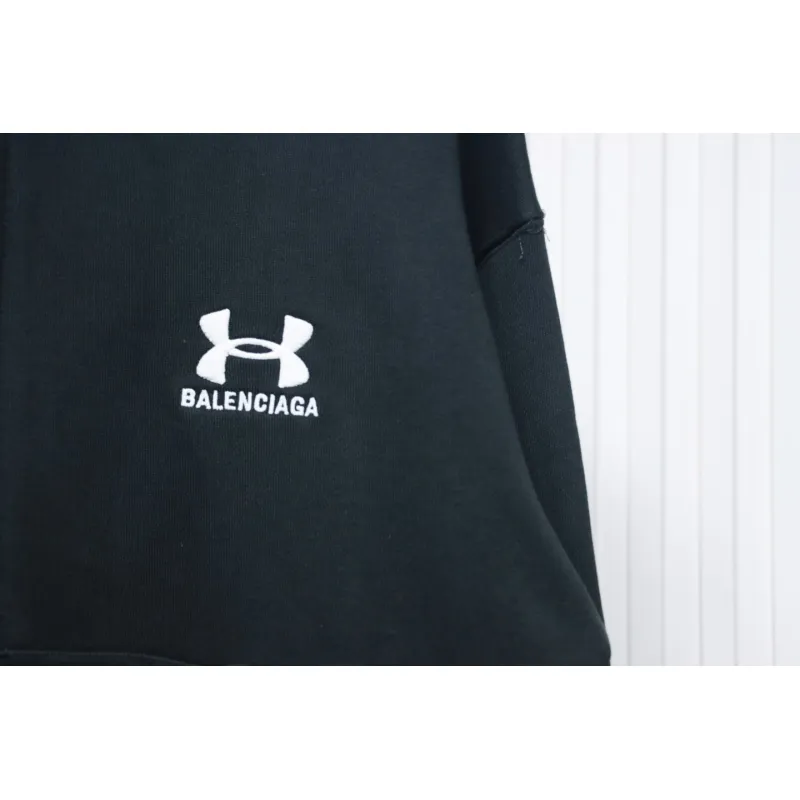 Balenciaga x Under Armour Front And Back Embroidered Zip-Up Hoodie Black