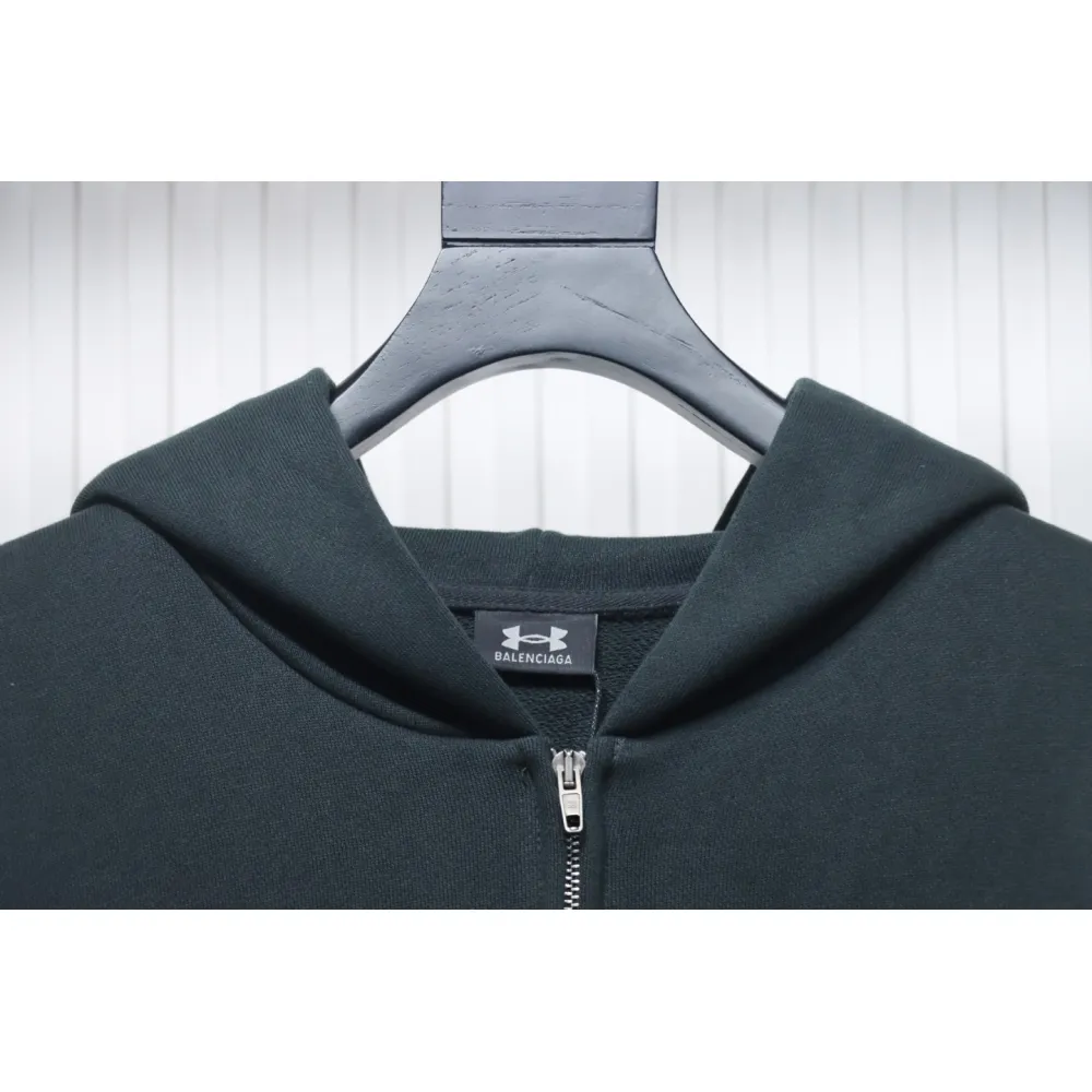 Balenciaga x Under Armour Front And Back Embroidered Zip-Up Hoodie Black