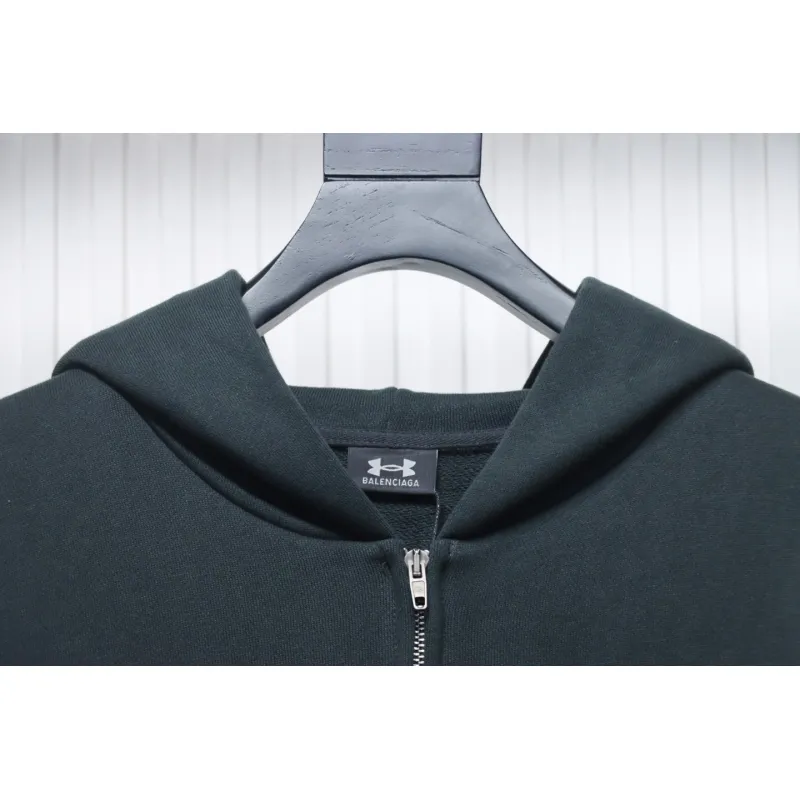 Balenciaga x Under Armour Front And Back Embroidered Zip-Up Hoodie Black