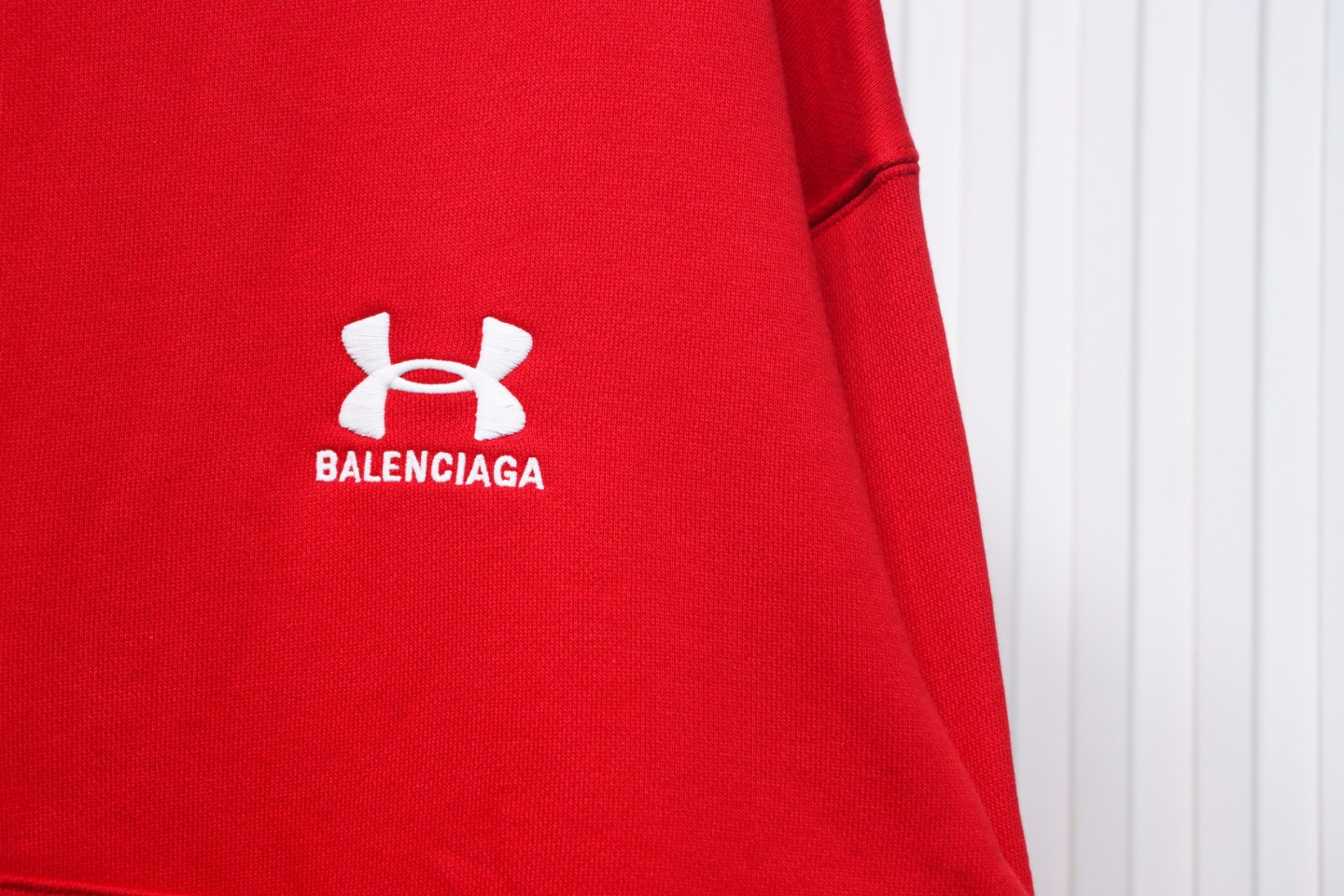 Ba*len*cia*ga x under armour front and back embroidered zip-up hoodie red