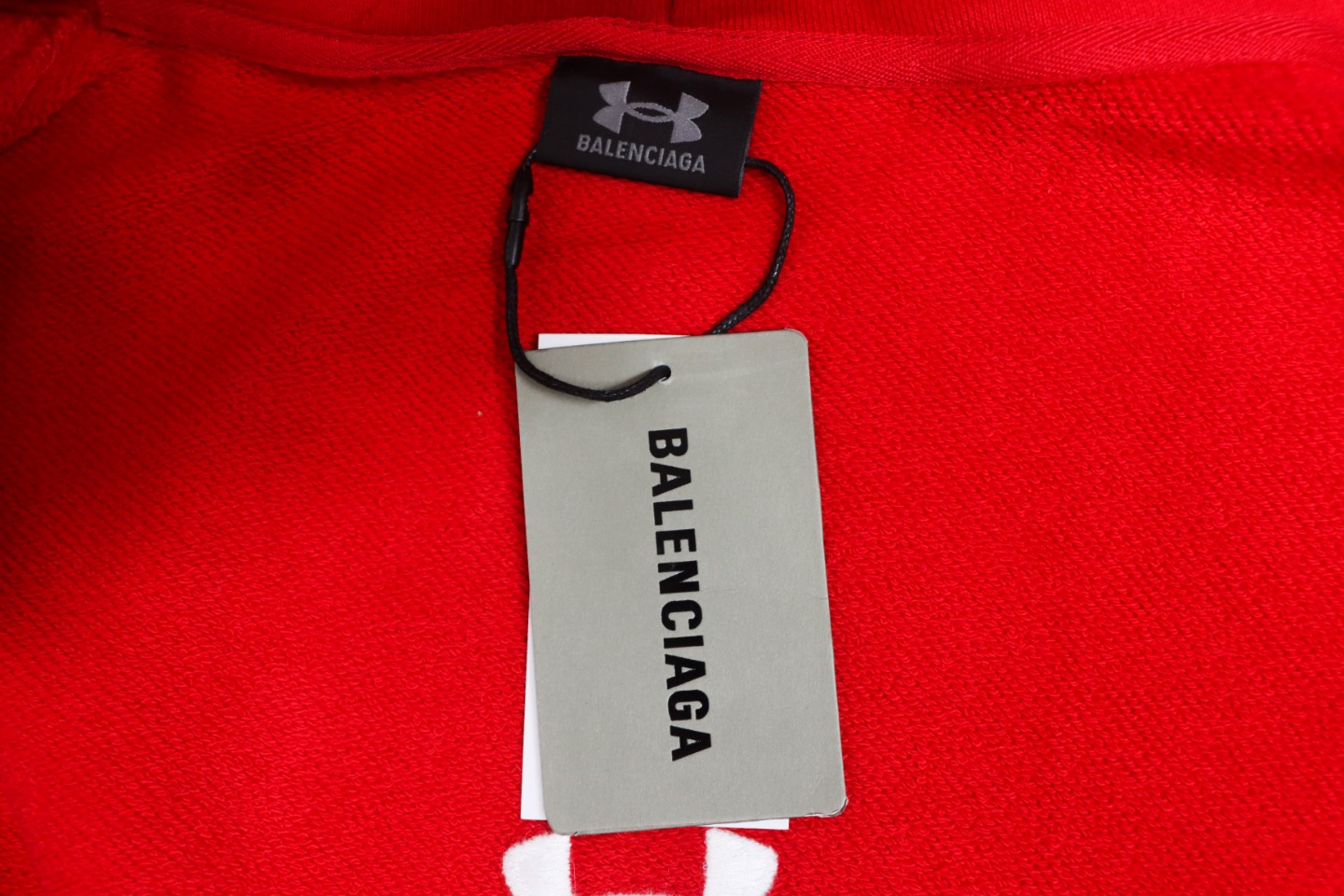 Ba*len*cia*ga x under armour front and back embroidered zip-up hoodie red