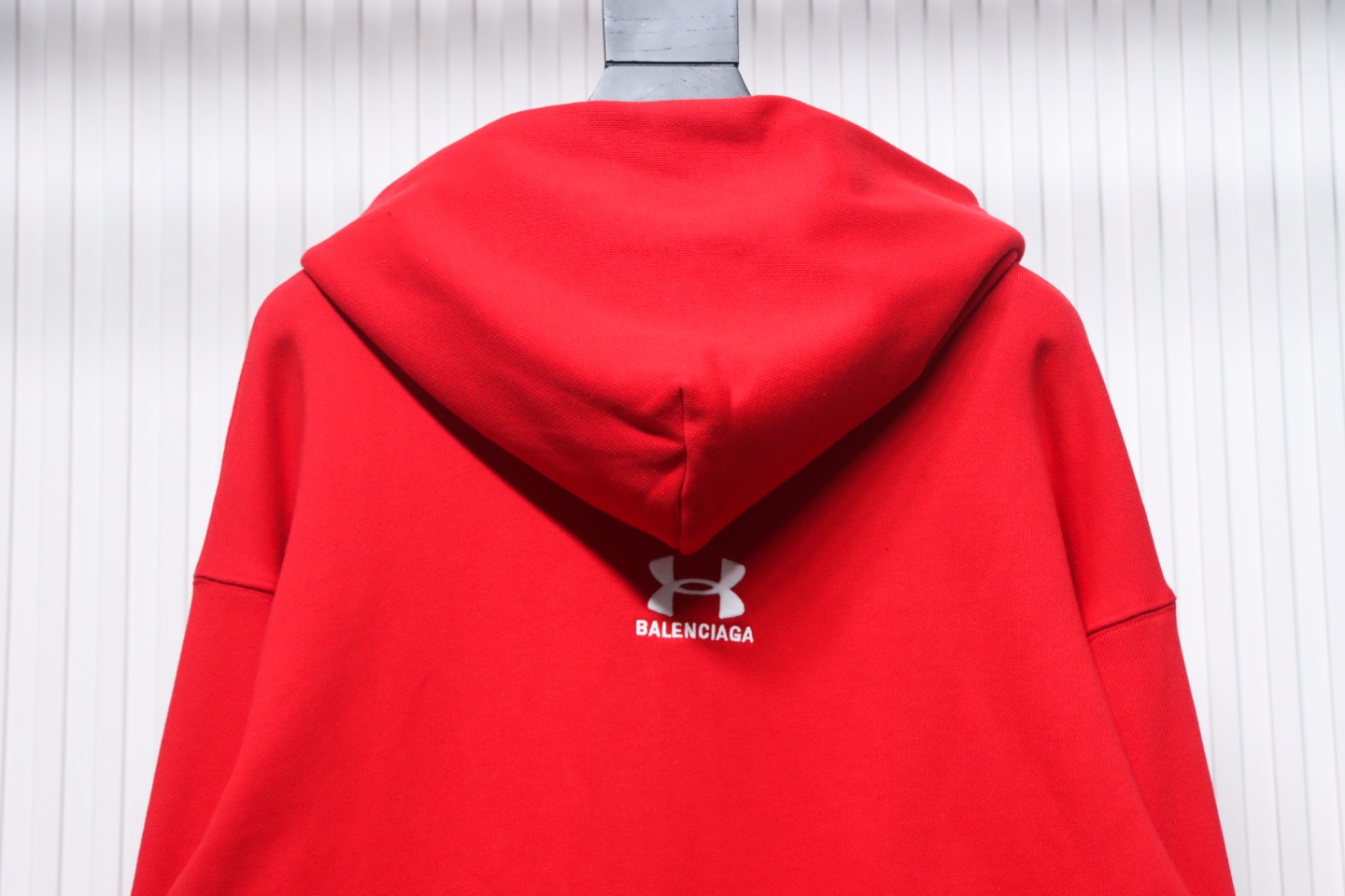 Ba*len*cia*ga x under armour front and back embroidered zip-up hoodie red