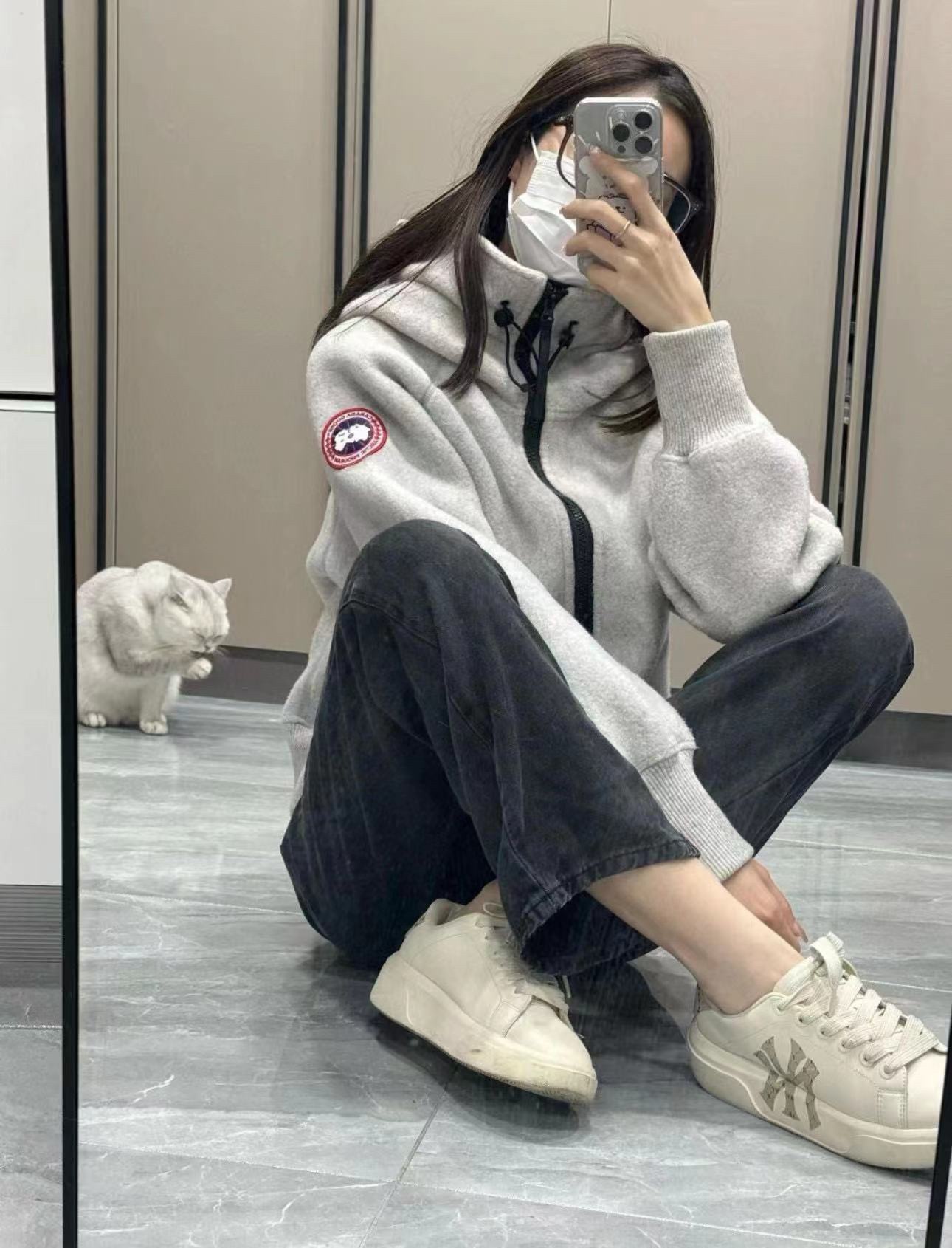 Can*a Go*e chilliwack wool fleece bomber jacket grey