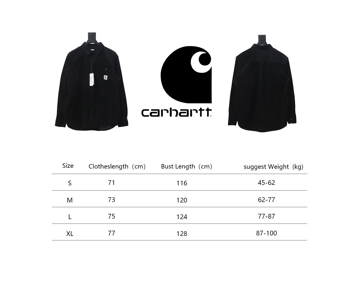 Carhartt Classic LOGO Label Pocket Corduroy Shirt Jacket Black