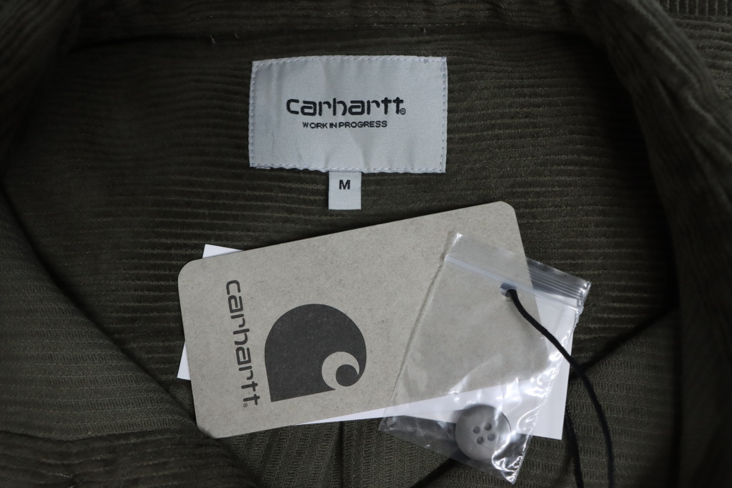 Carhartt Classic LOGO Label Pocket Corduroy Shirt Jacket Brown Green