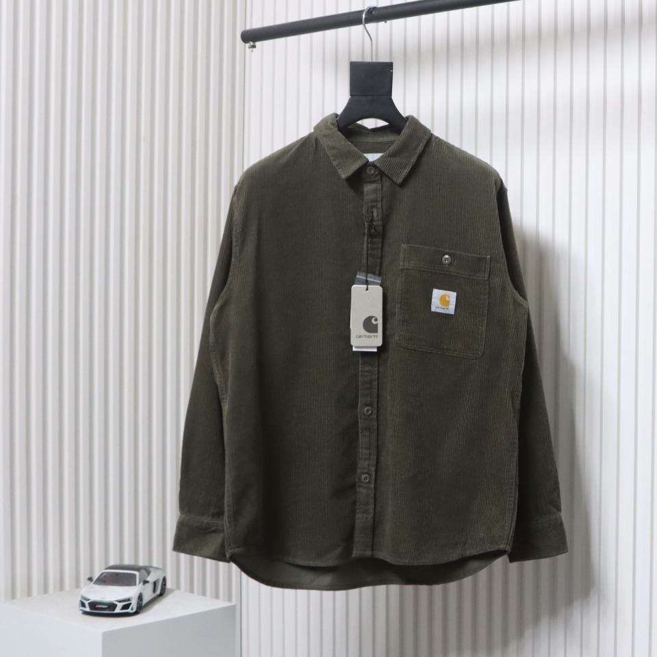 Carhartt Classic LOGO Label Pocket Corduroy Shirt Jacket Brown Green
