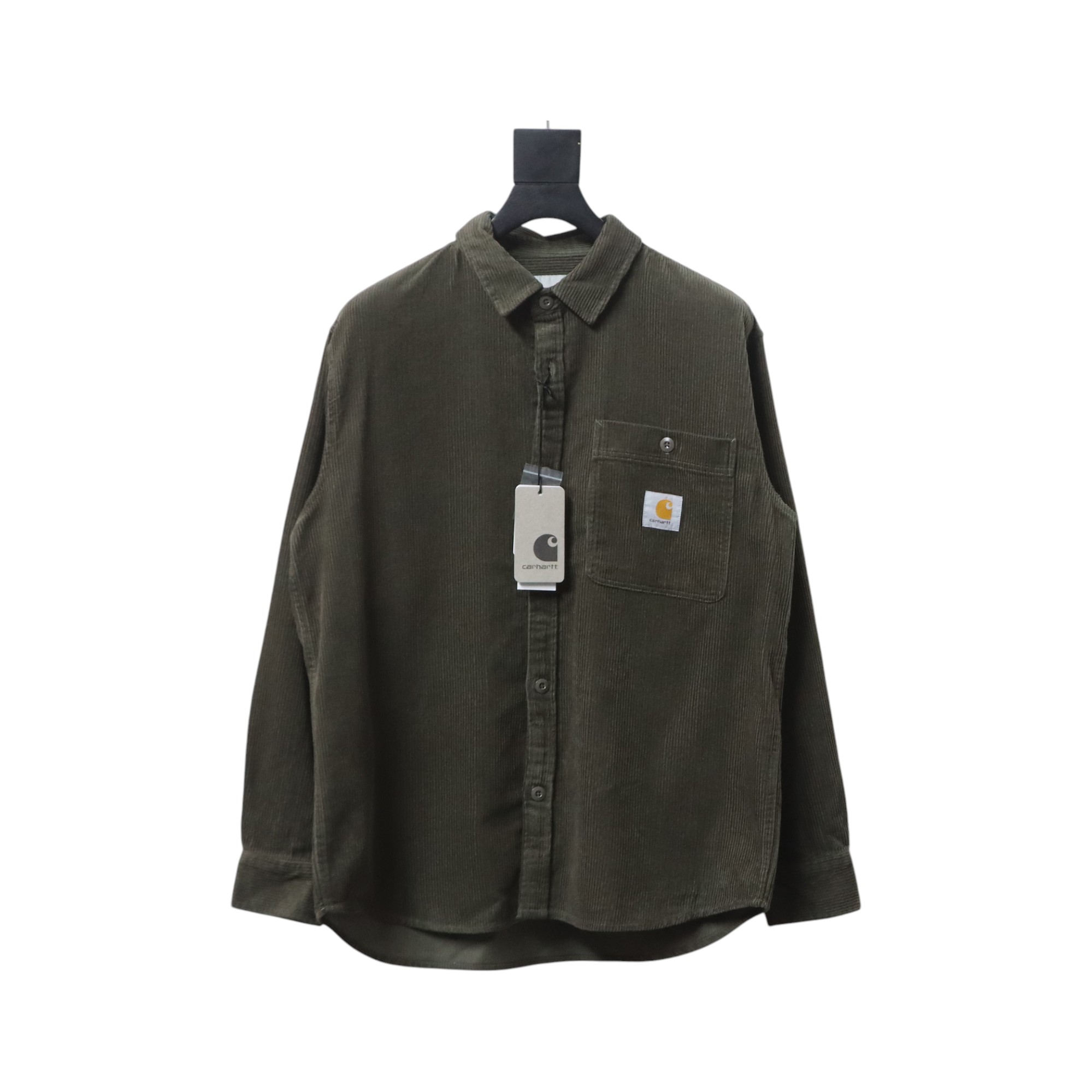 Carhartt Classic LOGO Label Pocket Corduroy Shirt Jacket Brown Green