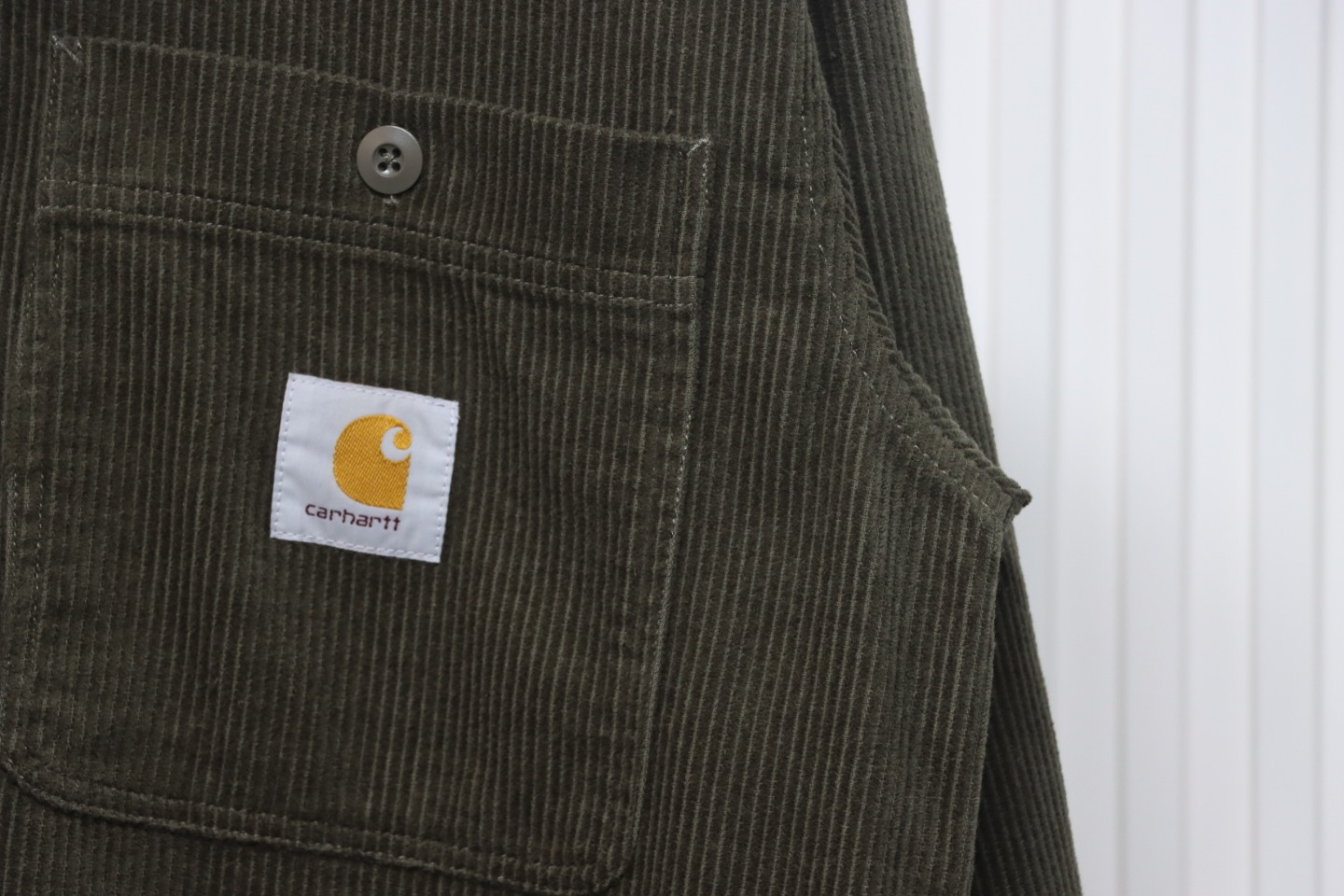Carhartt Classic LOGO Label Pocket Corduroy Shirt Jacket Brown Green
