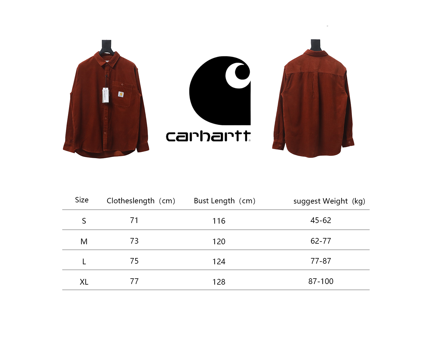 Carhartt Classic LOGO Label Pocket Corduroy Shirt Jacket Red