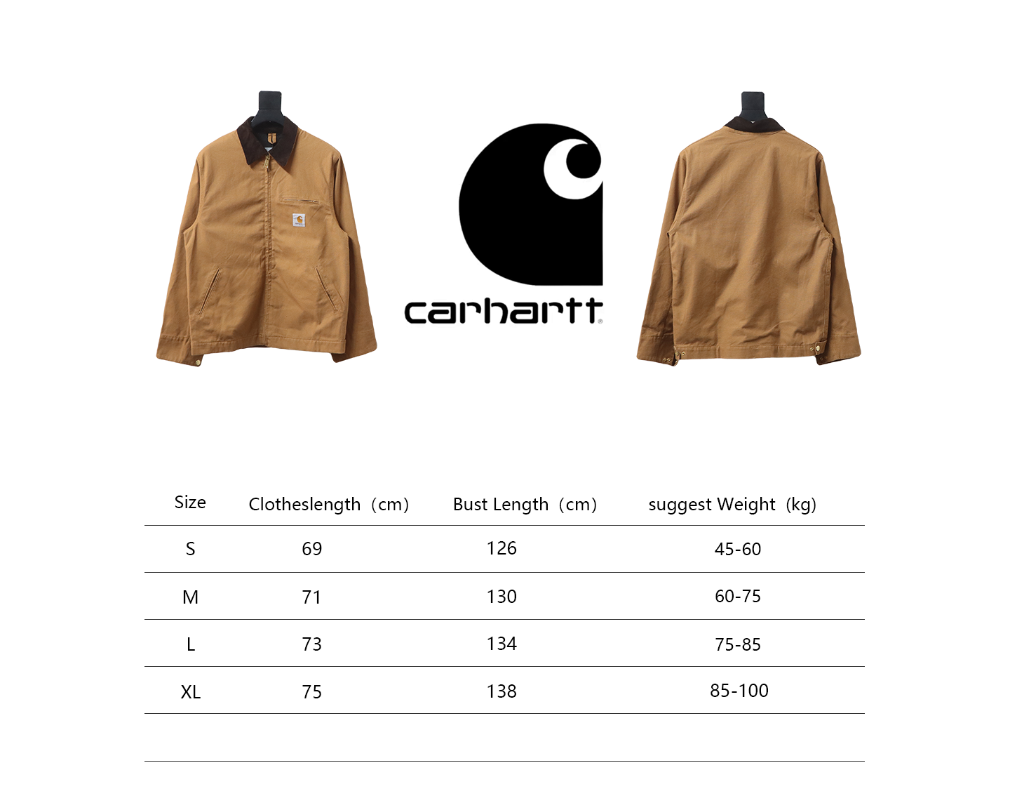Carhartt Three-Color Canvas Work Jacket With Cotton Brown