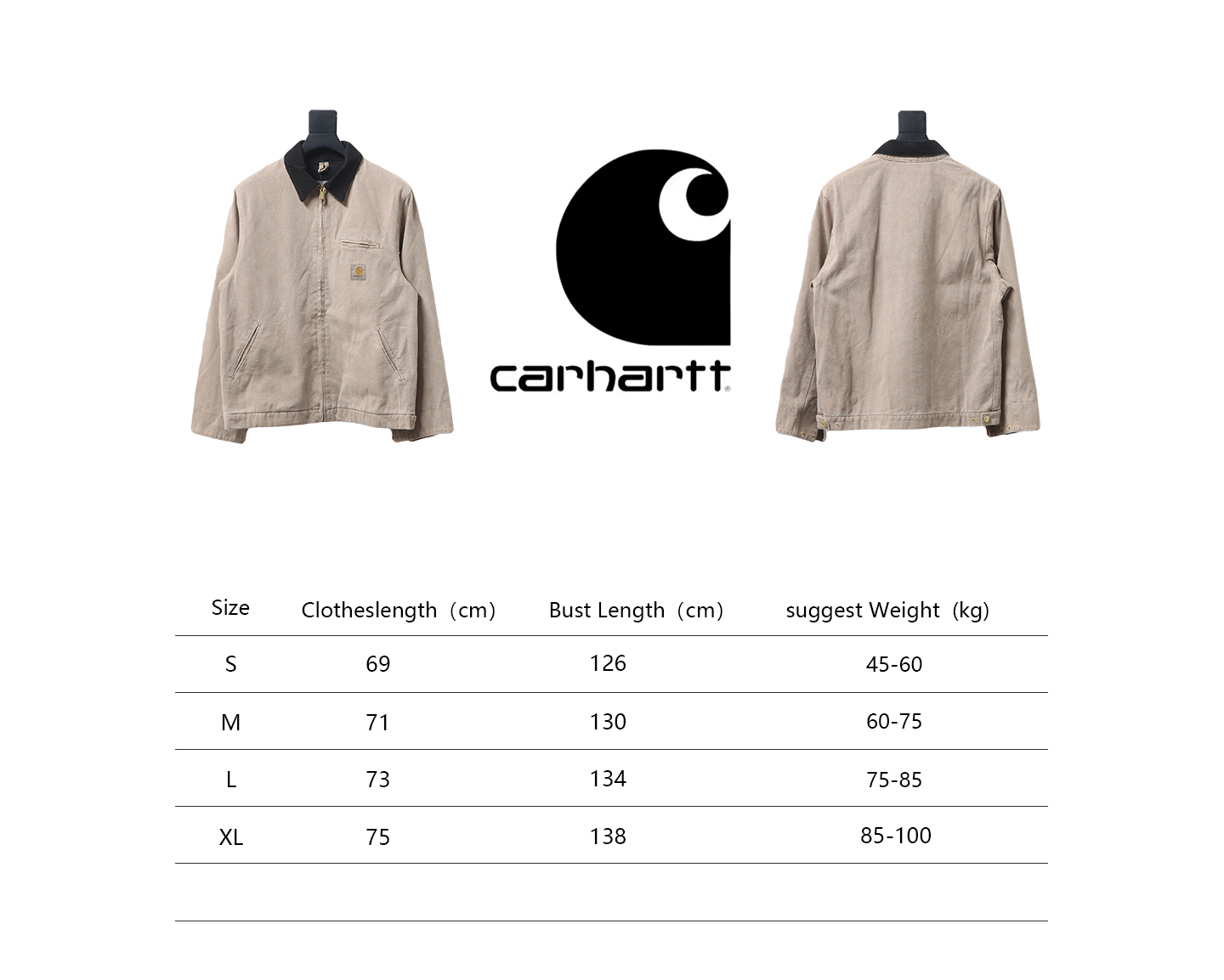 Carhartt Three-Color Canvas Work Jacket With Cotton Khaki