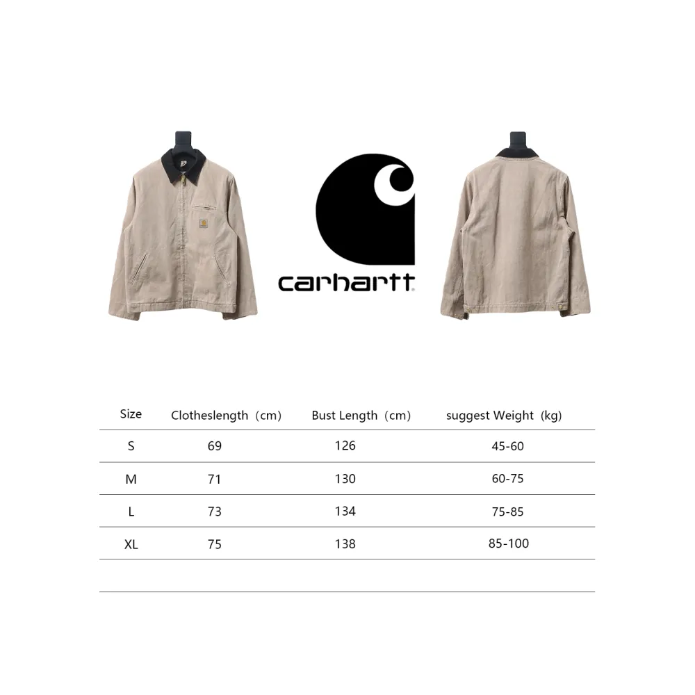 Carhartt Three-Color Canvas Work Jacket With Cotton Khaki