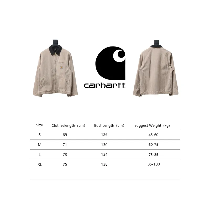 Carhartt Three-Color Canvas Work Jacket With Cotton Khaki