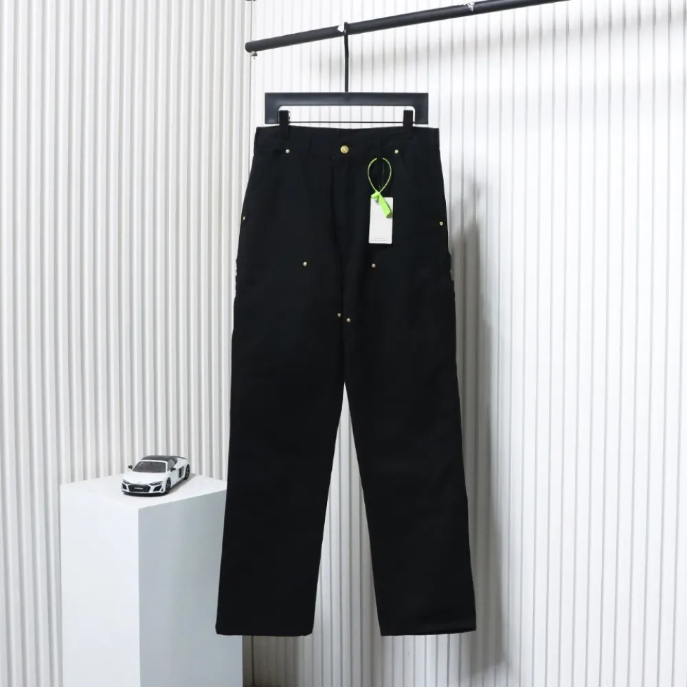 Carhartt Washed Distressed Canvas Overalls Lumberjack Pants Black