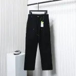 Carhartt Washed Distressed Canvas Overalls Lumberjack Pants Black