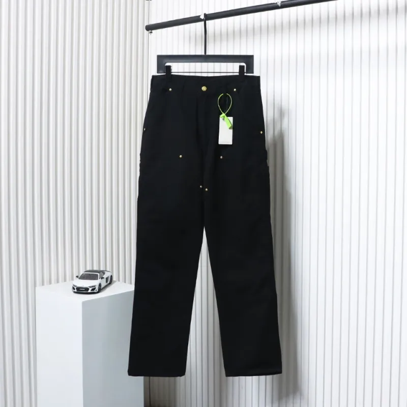 Carhartt Washed Distressed Canvas Overalls Lumberjack Pants Black