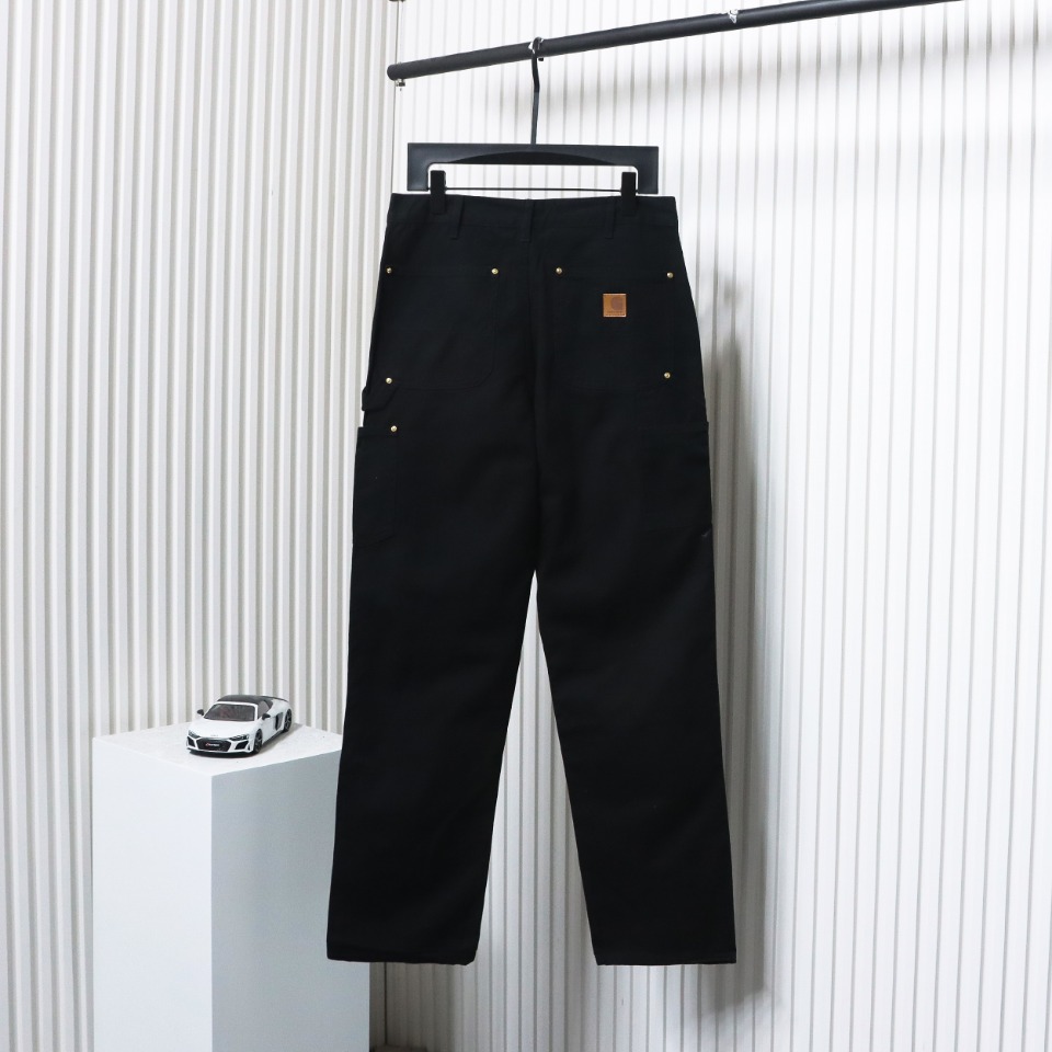 Carhartt Washed Distressed Canvas Overalls Lumberjack Pants Black