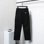 Carhartt Washed Distressed Canvas Overalls Lumberjack Pants Black