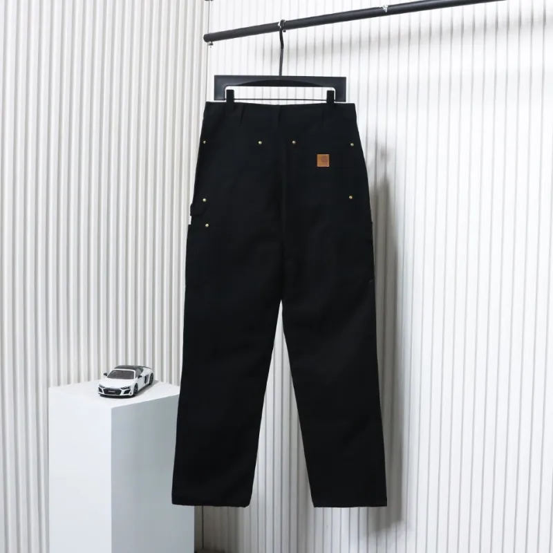 Carhartt Washed Distressed Canvas Overalls Lumberjack Pants Black