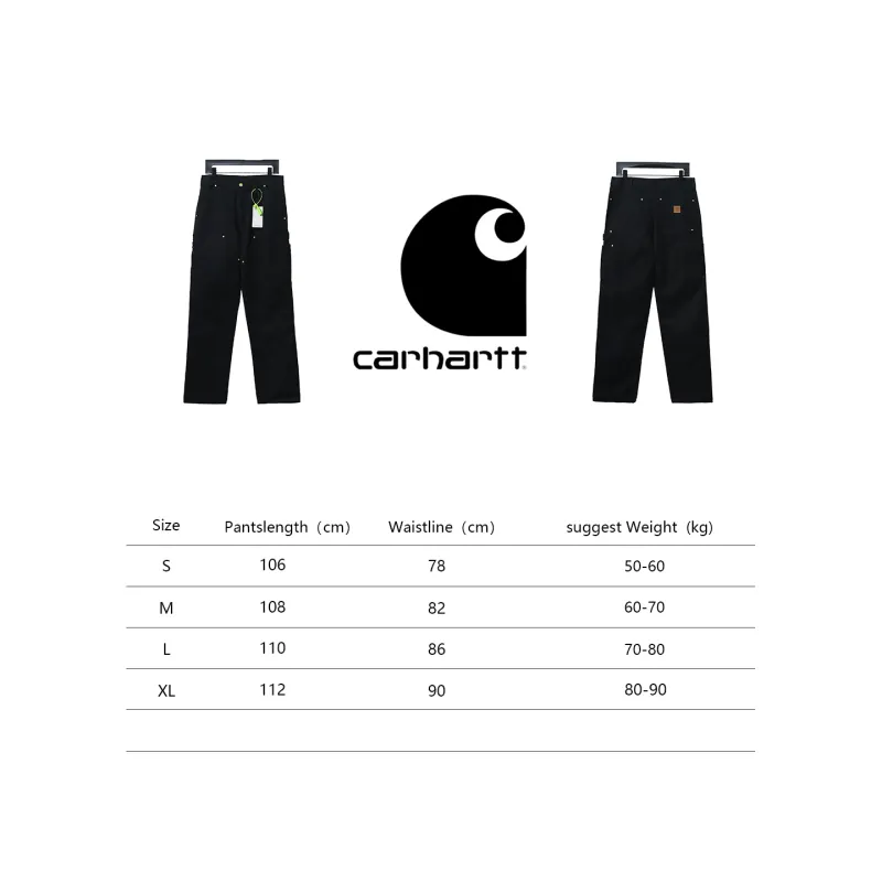 Carhartt Washed Distressed Canvas Overalls Lumberjack Pants Black