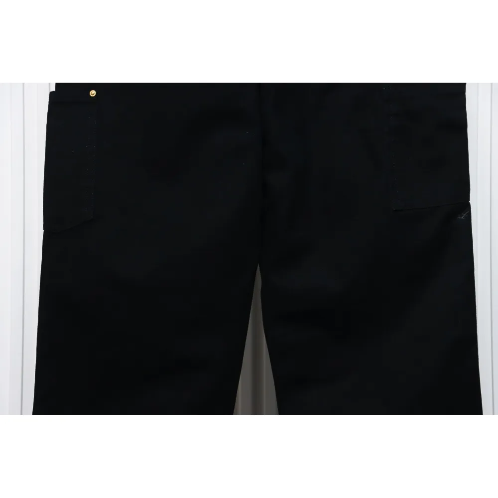 Carhartt Washed Distressed Canvas Overalls Lumberjack Pants Black