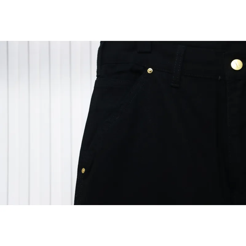 Carhartt Washed Distressed Canvas Overalls Lumberjack Pants Black
