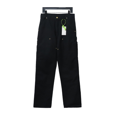 Carhartt Washed Distressed Canvas Overalls Lumberjack Pants Black 01