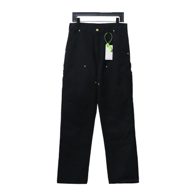 Carhartt Washed Distressed Canvas Overalls Lumberjack Pants Black 01