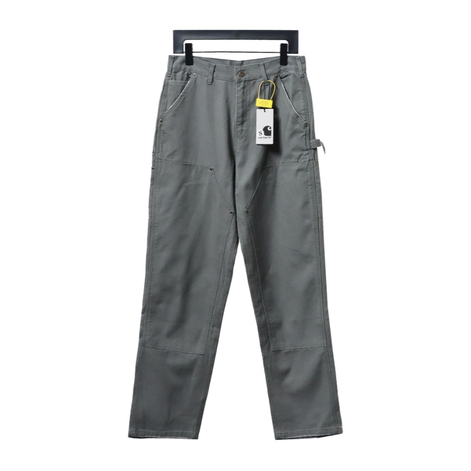 Carhartt Washed Distressed Canvas Overalls Lumberjack Pants Grey