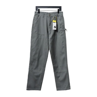 Carhartt Washed Distressed Canvas Overalls Lumberjack Pants Grey 01