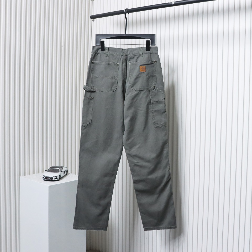 Carhartt Washed Distressed Canvas Overalls Lumberjack Pants Grey