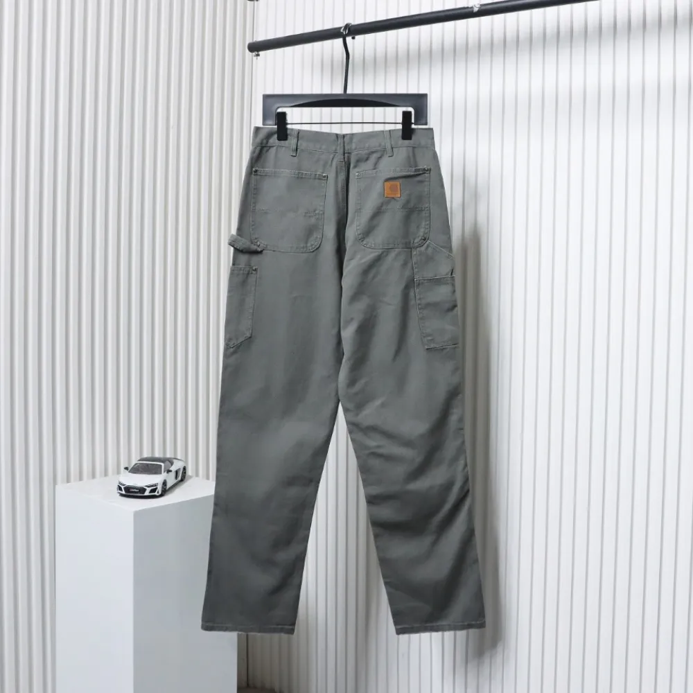 Carhartt Washed Distressed Canvas Overalls Lumberjack Pants Grey