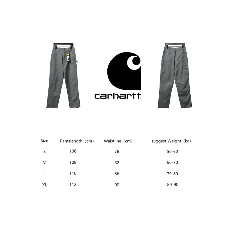 Carhartt Washed Distressed Canvas Overalls Lumberjack Pants Grey